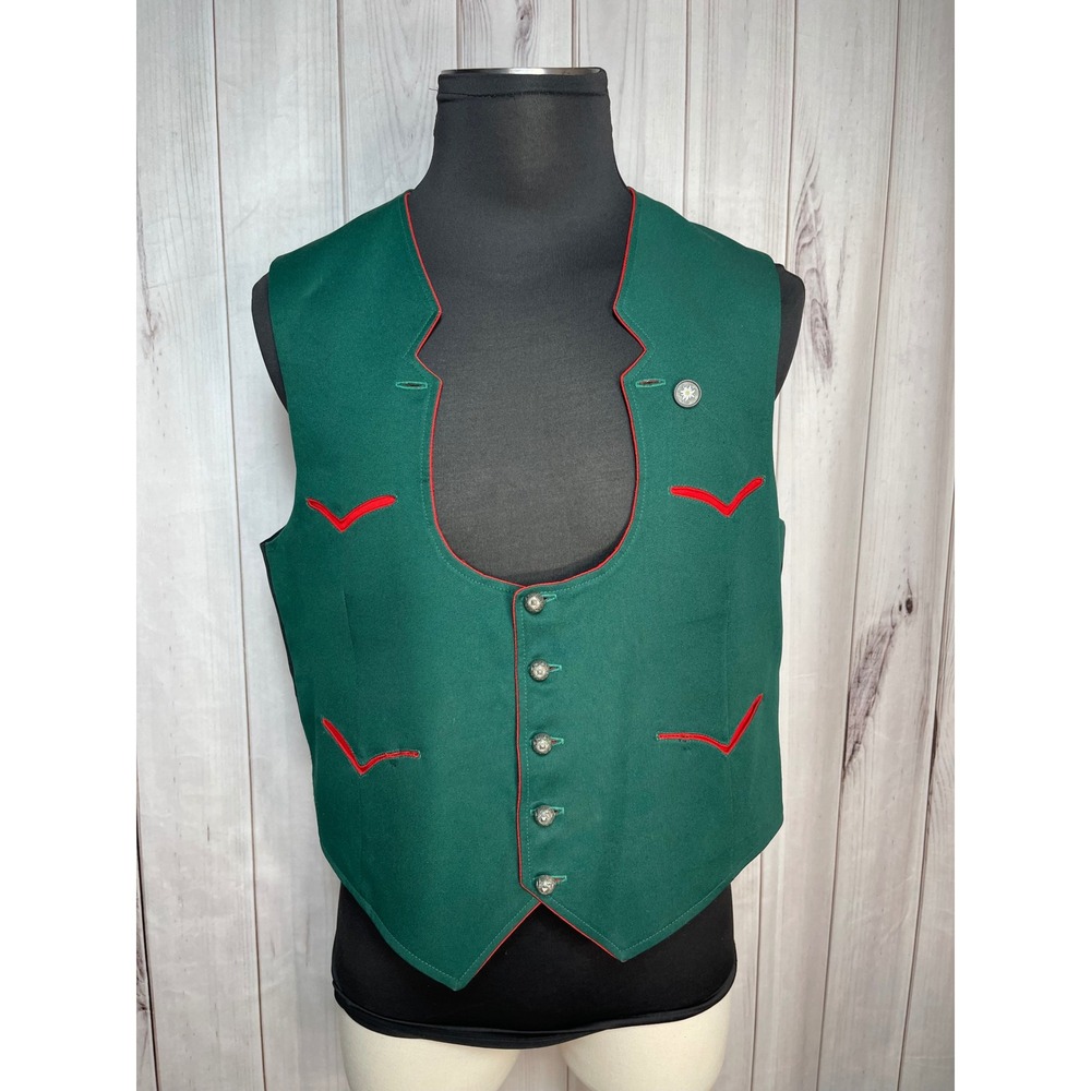 Ernst Licht Mens Oktoberfest VTG Vest Green Size 46 Lg/XL Made in USA Lederhosen